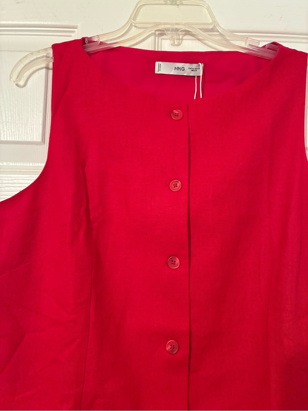 NWT Mango Sleeveless Button-Front Red Shift Dress - Picture 4 of 6